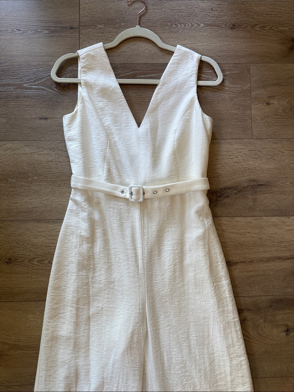 Bardot Cream V-Neck Belted wide leg Jumpsuit